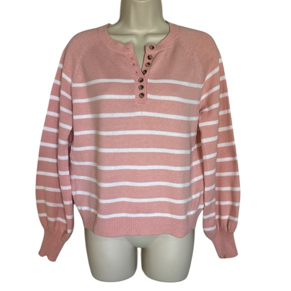 Sweater, pink with white stripes size S - Picture 1 of 7